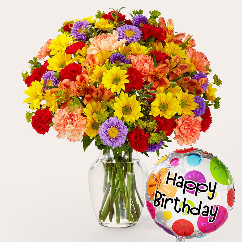 Kaleidoscope Bouquet with Birthday Balloon – SMITH'S, Salt Lake City UT